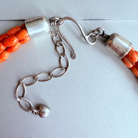 Jay King Southwestern Red Sponge Coral DTR Sterling Silver 925 Pendant Necklace - Picture 5 of 9